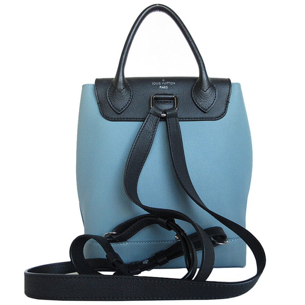 Louis Vuitton Lockme Silver Blue Leather Backpack Black